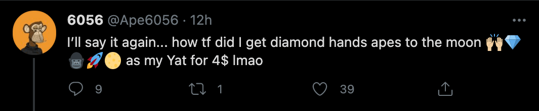 Diamond Hands Apes to the moon Yat